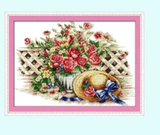 Kit de punto de cruz de flores cálidas, 14ct, por 8,18€