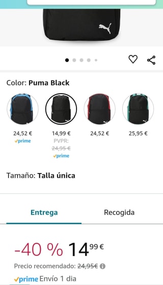 Mochila Puma Team Unisex Adulto por 14,99€.