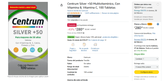 Centrum Silver +50 Multivitaminico por $280 | Descuento Amazon