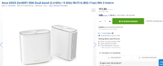 ASUS ZenWiFi XD6 Dual-band (2.4 GHz / 5 GHz) Wi-Fi 6 (Set van 2) voor €183,77 bij Max ICT