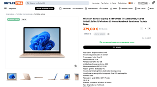 Microsoft Surface Laptop 4 i5 por 379€