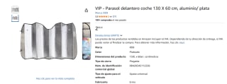 VIP Parasol Delantero para Coche 130 x 60 cm por 2,95€