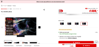 TCL 55C845 QD-miniLED 4K, Google TV, 144Hz, 55-inch televisie voor €688 bij de MediaMarkt