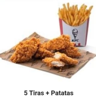 KFC 5 tiras pollo + patatas	por solo 5€