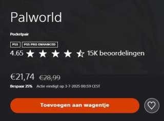 Palworld voor €21,74 in de Playstation Store