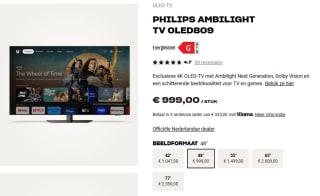 Philips 48OLED809/12 - 48 inch - 4K OLED - 2024 voor €999 bij hifi Klubben.
