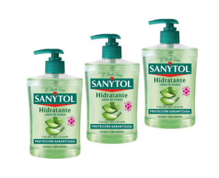 3 Jabón de manos Sanytol Hidratante con Aloe Vera y Té Verde 500ml por solo 6,90€