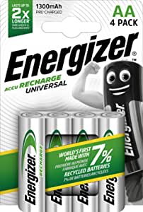 Energizer - Recargables, Pack de 4 pilas AA 1300 mAh, precargada por 4,99€.