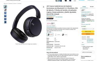 Cascos Inalámbricos JVC HA-Z37W-A Bluetooth 5.2 Micrófono a solo 23,96€