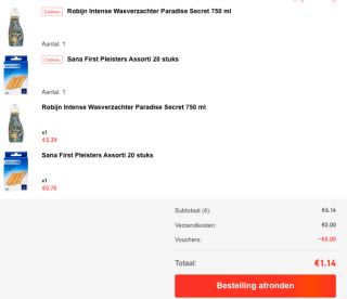 Ontvang €5 korting op een bestelling vanaf €6