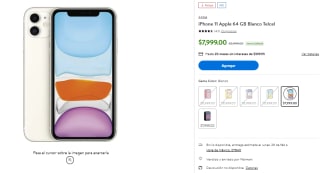 iPhone 11 64 GB Blanco Telcel por $6,049 en Walmart