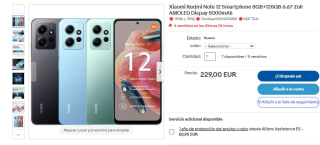 Móvil Xiaomi Redmi Note 12 de 8GB/128GB por 194€