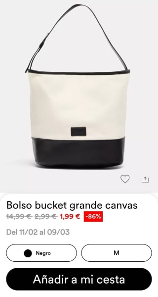 Bolso bucket grande canvas por 1,99€