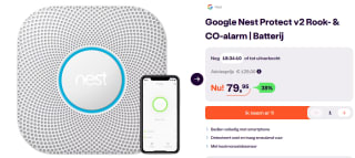GOOGLE NEST Protect 2e Gen. rook- en koolmonoxidemelder (batterijvoeding) voor €79,95 bij Ibood