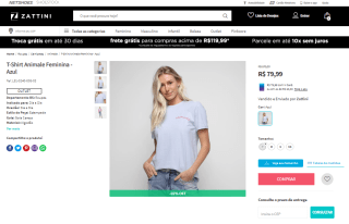 Camiseta Feminina da T-Shirt, modelo Animale - R$ 79,99