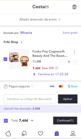 Figura Funko Pop Cogsworth la Bella y la Bestia por 7,40€