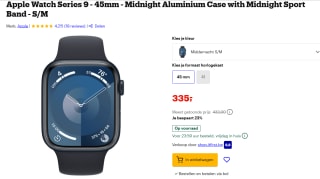 Apple Watch Series 9 45mm Midnight Aluminium Sportband S/M voor €335 bij Bol