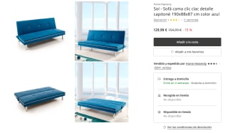 Sofá cama clic clac detalle capitoné 190x88x87 cm por 129,99€