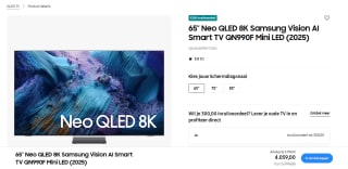 SAMSUNG 65" Neo QLED 8K QN990F Mini LED (2025) voor €4.059 in de Samsung store