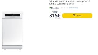 Teka DFS 24650 BLANCO - Lavavajillas 45 Cm E 9 Cubiertos `por 315€