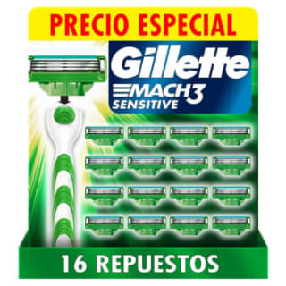 Pack 16 Cartuchos de Rastrillo Gillette Mach3 Sensitive por $511.50 en Sam's Club