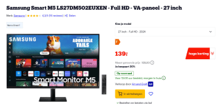 Samsung Smart M5 LS27DM502EUXEN 27" Full HD VA monitor voor €139 bij Bol