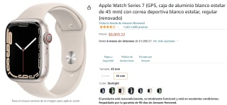 Apple Watch Series 7 45mm GPS Renovado a $6,003 en Amazon
