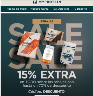 Hasta 70% descuento de rebajas +15% descuento extra