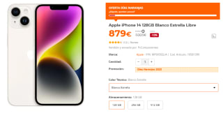 Movil Apple iPhone 14 128GB Blanco Estrella Libre por 879€