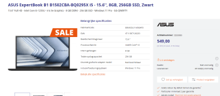 ASUS ExpertBook B1 B1502CBA-BQ0295X voor €549 bij Azerty