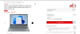 Portátil Lenovo IdeaPad Slim 3 15IRH8, 15.6" Full-HD por 569€