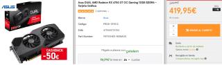 Tarjeta Gráfica Asus DUAL AMD Radeon RX 6750 XT OC Gaming 12GB GDDR6 por 405,96€