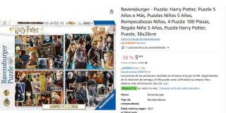4 Puzzles 100 piezas Harry Potter marca Ravensburger por 5,48€