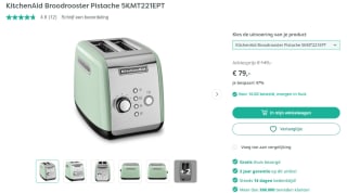 KitchenAid Broodrooster Pistache 5KMT221EPT voor €79 bij Art & Craft