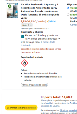 3 Air Wick Freshmatic de Esencia con Aroma a Oasis Turquesa por 14,60€