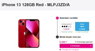 Apple iPhone 13 Rood 128Gb voor €448,99 bij MacBizz