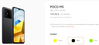 Smartphone 6.58" Xiaomi POCO M5 à 149,90€