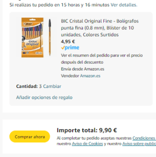 30 boligrafos BIC Cristal Original Fine por 9,90€