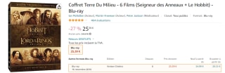 Coffret Terre Du Milieu du Seigneur des Anneaux + Le Hobbit à 25,39€ au lieu de 34,67€