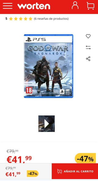 God of War. Ragnarok PS5 por 41,99€.