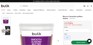 Beurre d'amandes grillées 1Kg (DLUO 28/05/2025) à 9,99€