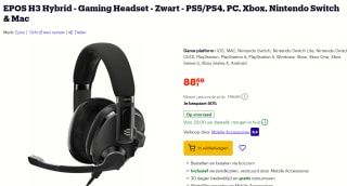 EPOS H3 Hybrid - Gaming Headset voor €88,69 bij Bol.com