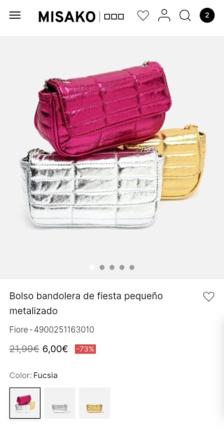 Bolso Bandolera de fiesta pequeño metalizado por 6€.