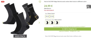 30 paar Stapp thermo- of werksokken voor €24,99 bij Outlet46