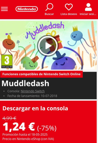 Muddledash Nintendo Switch por 1,24€.