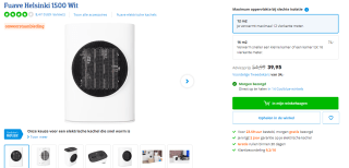 Fuave Helsinki 1500 witte ventilatorkachel voor €29,95 bij Coolblue