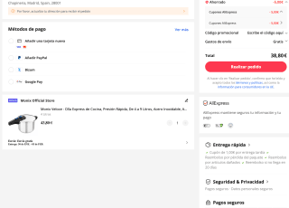 Monix Veloce Express de Cocina Presión Rápida por 38,80€