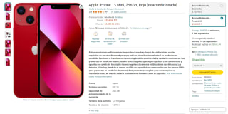iPhone 13 Mini 256GB Reacondicionado Aceptable por $5,407 en Amazon