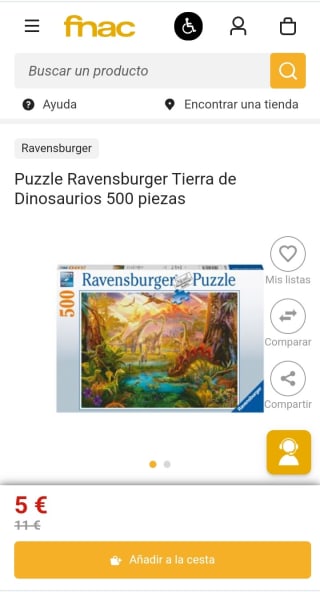 Puzzle Ravensburger Tierra de Dinosaurios 500 piezas por 5€.