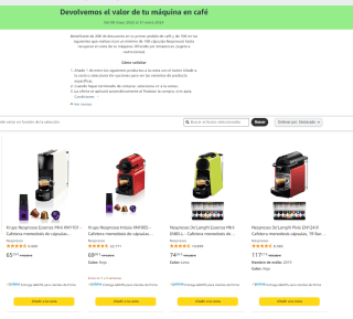 Cafetera Krups Nespresso Essenza Mini XN1101 color blanco por 65,29€ (te devuelven importe de la máquina, leer descripciñon)